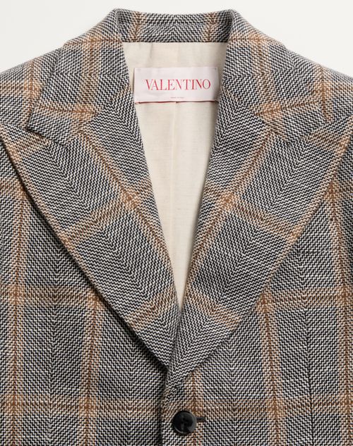 チェック柄 ウール混 シングルブレスト ジャケット for メンズ チェック柄 ウール混 シングルブレスト ジャケット for メンズ