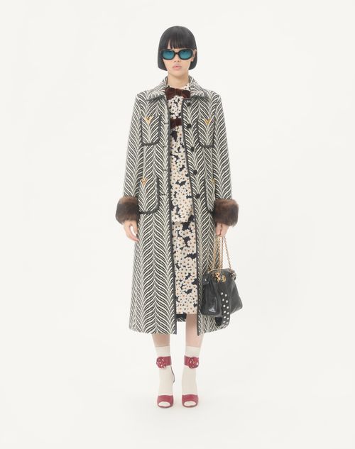 Valentino - Crepe De Chine Midi Dress With Apres L'hiver Primula Print - Black/multicolour - Woman - Dresses