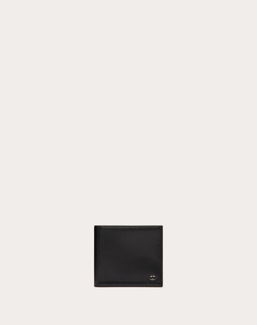 Valentino Garavani - Vlogo The Bold Edition Wallet In Goatskin - Black/cocoa - Man - Wallets And Small Leather Goods