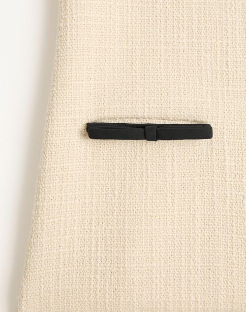 Valentino - Short Dress In Plain Wool Tweed - Almond/black - Woman - Dresses