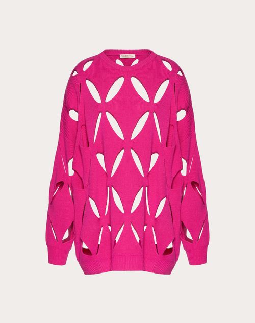 Valentino - Embroidered Wool Sweater - Bright Pink - Woman - Knitwear
