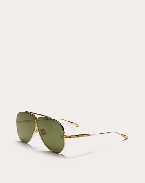 Valentino - Xvi - Pilot Titan-nietenrahmen - Gold/grün Getönt - Unisex - Sonnenbrillen