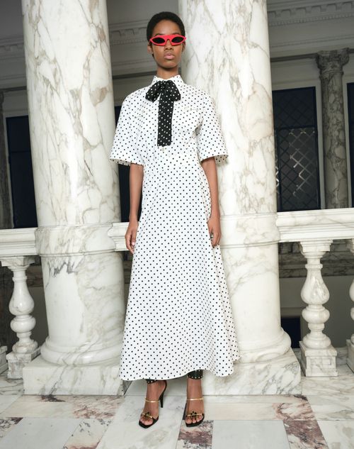 Valentino - Poplin Plusdepois Print Midi Dress - White/ Black - Woman - Dresses