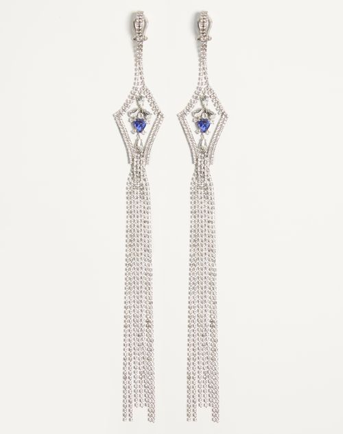 Valentino Garavani - Rêve Radieux Metal And Crystal Earrings - Crystal/sapphire - Woman - Jewelry
