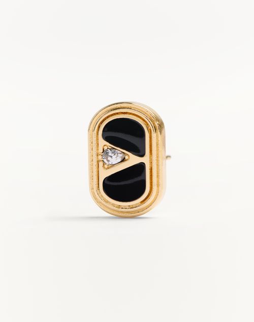 Valentino Garavani - Ovalette Metal Earrings With Enamel And Swarovski® Crystals - Gold/black/crystal - Woman - Jewellery