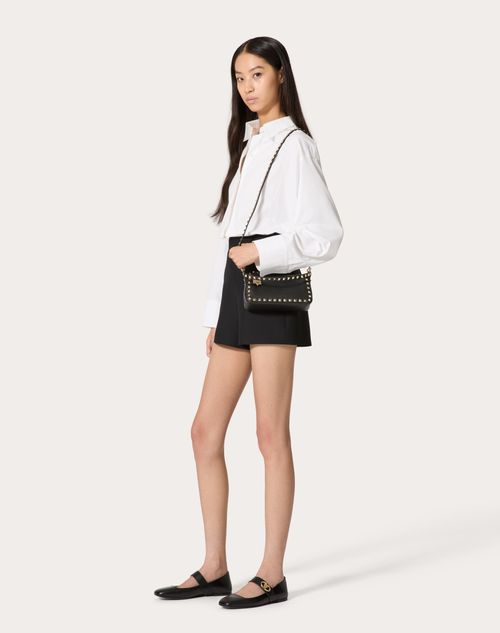 Small Rockstud Grainy Calfskin Crossbody Bag for Woman in Small Rockstud Grainy Calfskin Crossbody Bag for Woman in