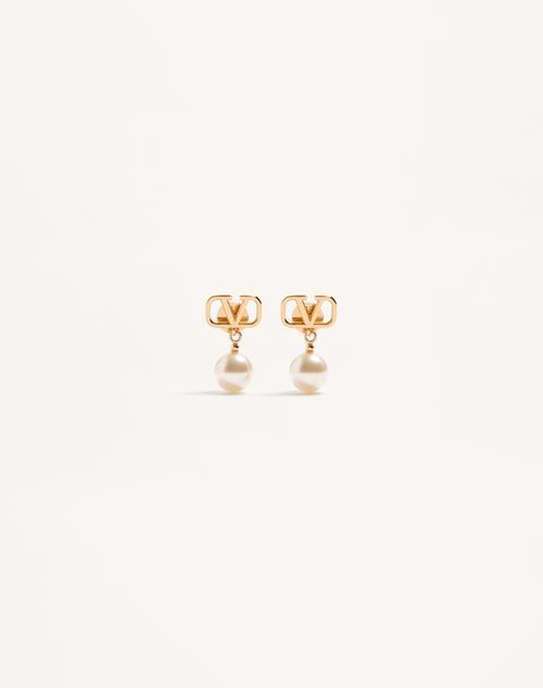 Valentino Garavani - Vlogo Signature Earrings With Swarovski® Pearls - Gold/cream - Woman - Accessories