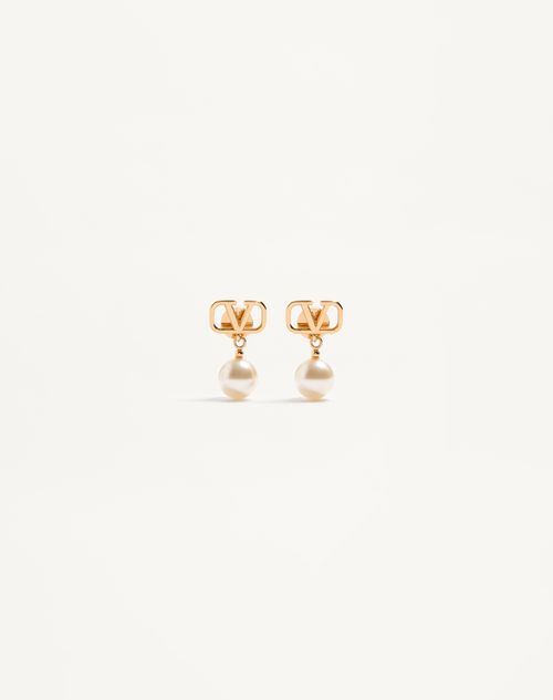 Valentino Garavani - Vlogo Signature Earrings With Swarovski® Pearls - Gold/cream - Woman - Accessories