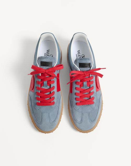 Valentino Garavani - Upvillage Low Top Trainer In Split Leather And Calfskin Nappa Leather - Grey/coral/black - Man - Sneakers