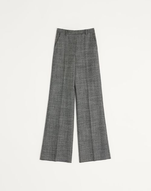 Valentino - Wool Mouliné Trousers - White/ Black - Woman - Trousers And Shorts