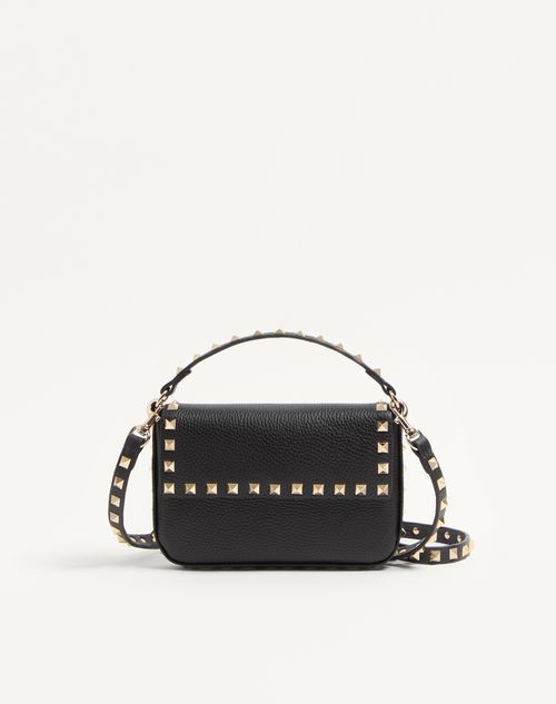 Valentino Garavani - Rockstud Grainy Calfskin Pouch - Black - Woman - Clutches