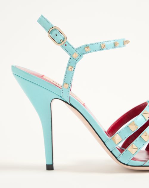 Valentino Garavani - Rockstud Kidskin Sandal 100mm - Azure - Woman - Sandals