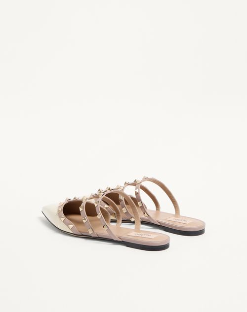 Valentino Garavani - Rockstud Patent-leather Mule - Light Ivory - Woman - Ballerinas