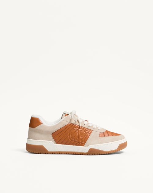 Valentino Garavani - Sparry Sneaker In Split Leather And Nappa - Beige - Man - Sneakers