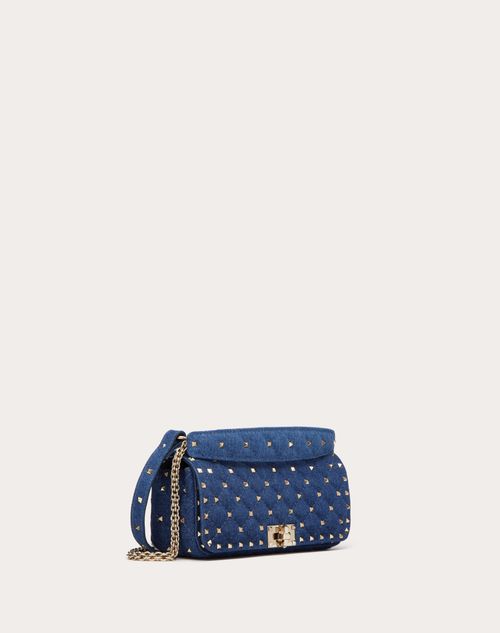 Valentino Rockstud Spike Denim Shoulder Bag