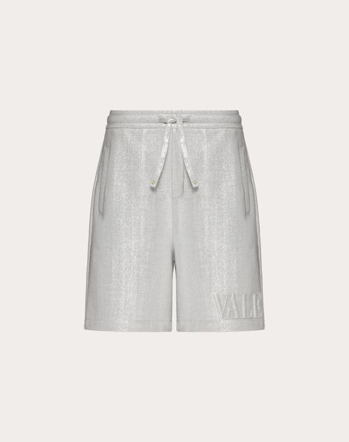 Valentino - Bermuda Shorts With Valentino Embossed - Silver - Man - Man Ready To Wear Sale