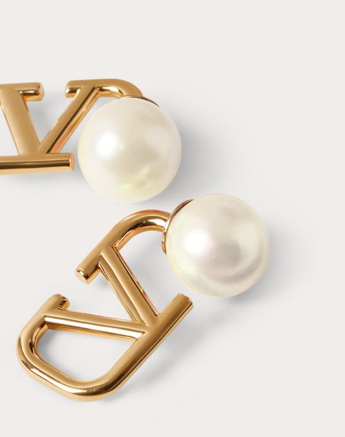Valentino Garavani - Vlogo Signature Metal And Resin Earrings - Gold - Woman - Jewellery