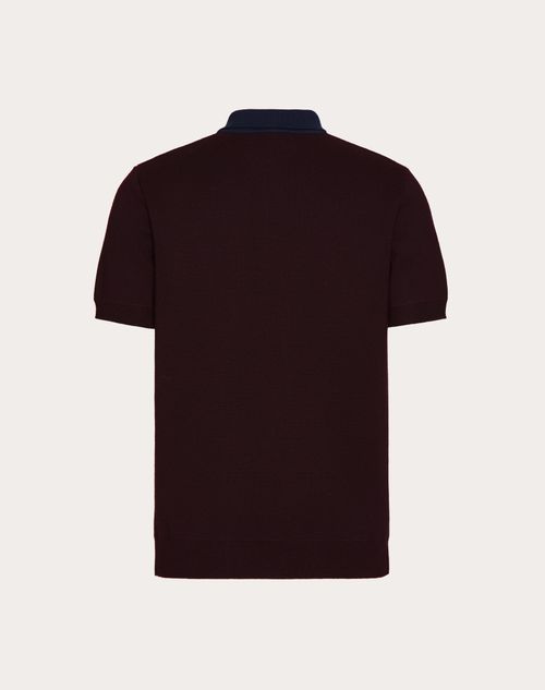 Valentino - Polo En Laine Avec Broderie Vlogo Signature - Bordeaux/bleu Marine - Homme - Maille