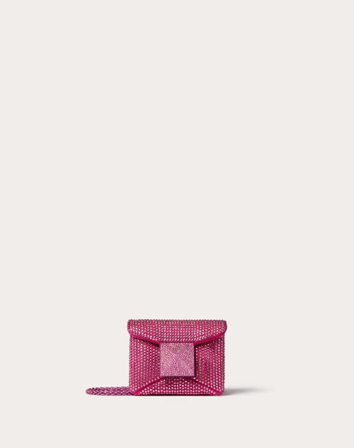 Valentino Garavani - One Stud Micro Bag With Chain And Rhinestone Embroidery - Pink Pp - Woman - Shoulder Bags
