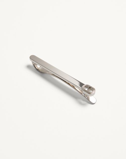 Valentino Garavani - Valentino Garavani Vlogo Signature Metal Tie Clip - Transparent - Man - Jewellery