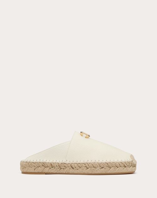 Valentino Garavani - The Bold Edition Vlogo Grainy Calfskin Mule 25mm - Ivory - Woman - Espadrilles And Wedges