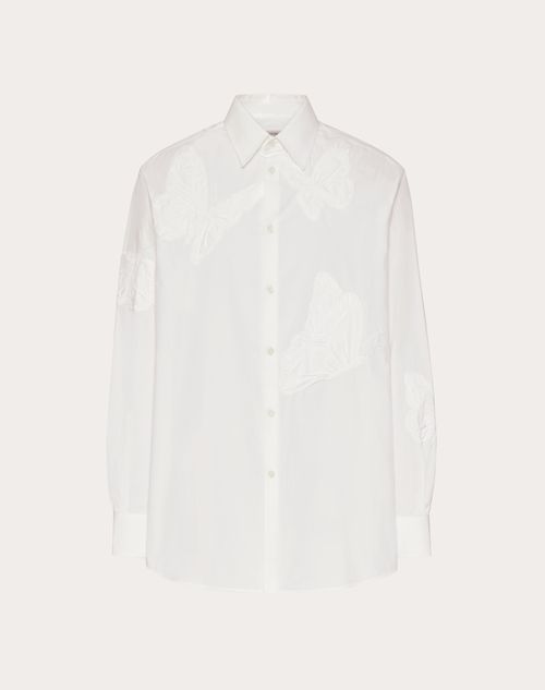 Valentino - Cotton Shirt With Valentino Utopia Butterfly Embroidery - White - Man - Man Sale