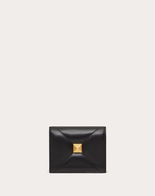 Valentino Garavani - Small Nappa Roman Stud Wallet - Black - Woman - Wallets And Small Leather Goods