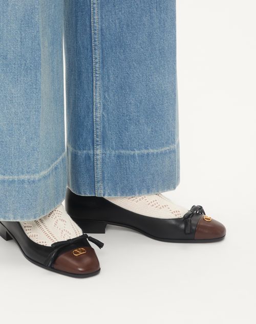 Valentino Garavani - Valet Du Roi Kidskin Ballerina 25mm - Black/coffe - Woman - Ballerinas
