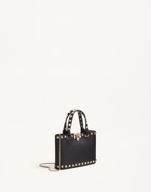 Valentino Garavani - Rockstud Mini Shopping Bag In Grainy Calfskin - Black - Woman - Rockstud - Bags