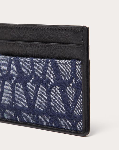 Valentino Garavani - Porte-cartes Toile Iconographe En Jacquard À Effet Denim Avec Finitions En Cuir - Denim/noir - Homme - Accessoires