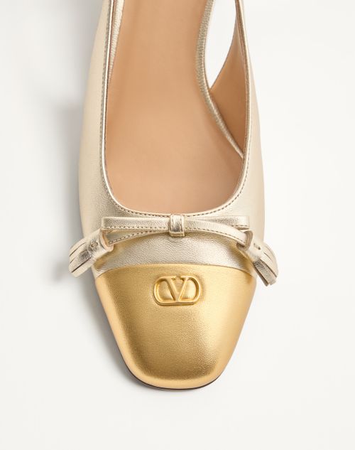 Valentino Garavani - Valet Du Roi Slingback Pump In Laminated Nappa 60mm - Platinum/gold - Woman - Pumps And Slingbacks