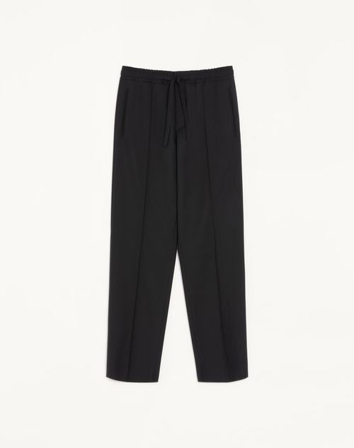 Valentino - Valentino Wool Trousers With Vlogo Embroidery - Black - Man - Trousers And Shorts