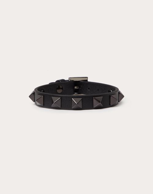 Valentino Garavani - Leather Rockstud Bracelet With Pvd-finish Studs - Black - Man - Jewelry