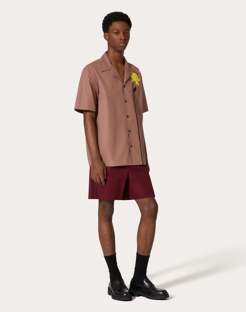 Valentino - Bermuda In Double Di Cotone Leggero - Rubino - Uomo - Pantaloni E Shorts