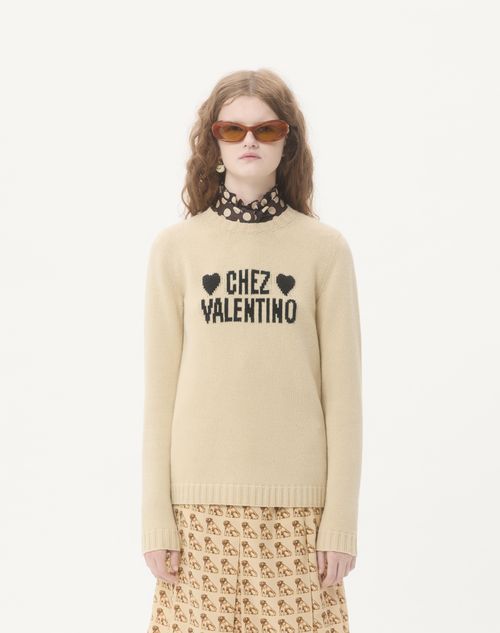 【関税込み】VALENTINO GARAVANI 'CHEZ VALENTINO' SWEATER Chez Valentino Sweater for Woman in Birch/black | Valentino US