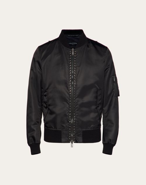 Valentino - Rockstud Untitled Bomber Jacket - Black - Man - Outerwear