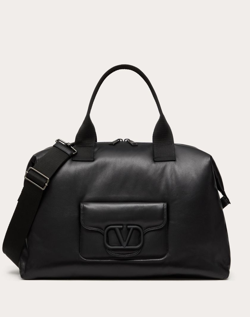 Valentino Handbags Borsa Da Viaggio Valentino Garavani Noir In Nappa per Uomo in Nero | Valentino IT