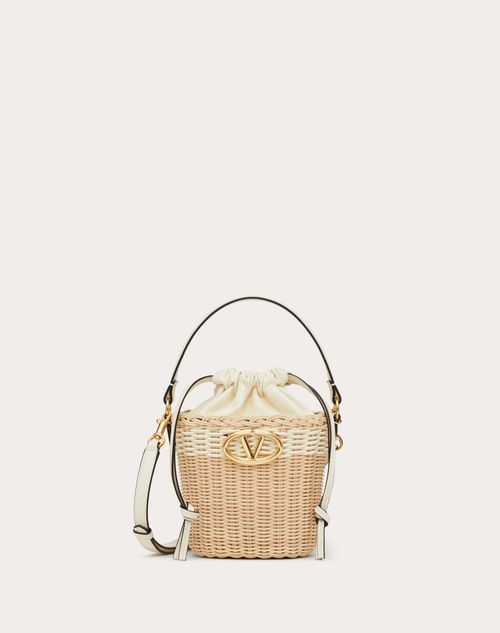 Valentino Garavani - Bolso Tipo Saco De Mimbre Con El Vlogo Signature - Natural/marfil - Mujer - Bolsos