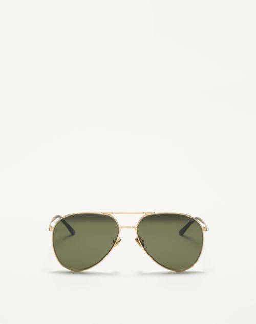 Valentino - Metal Aviator Frame - Gold/green - Unisex - Eyewear
