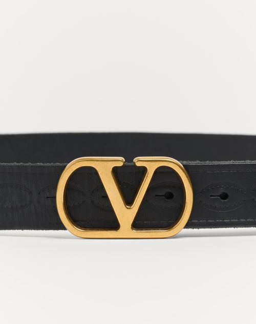 Vlogo Signature Calfskin Belt 30 Mm for Man in Black Vlogo Signature Calfskin Belt 30 Mm for Man in Black