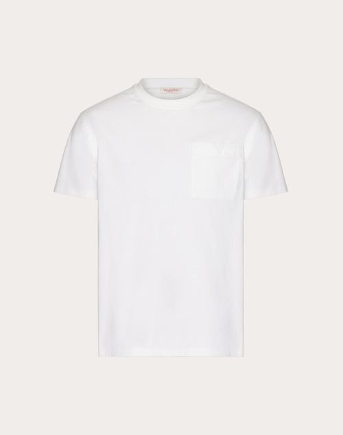 Valentino - Cotton T-shirt With Topstitched V Detail - White - Man - Ready To Wear