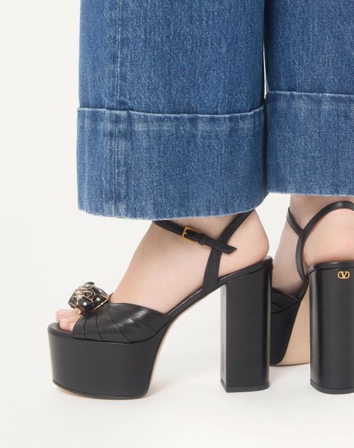 Valentino Garavani - Panthea Platform Sandal In Kidskin Leather 125mm - Black - Woman - Sandals