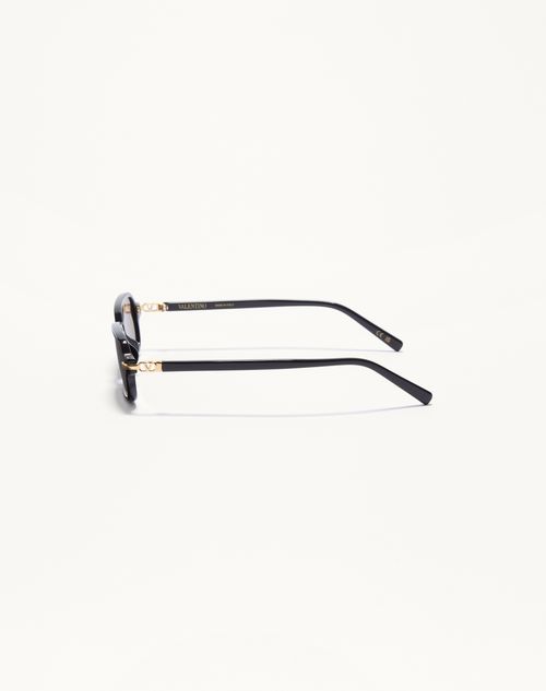 Valentino - Rectangular Acetate Eyewear - Black/grey - Unisex - Eyewear