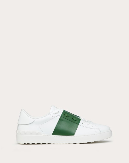 Calfskin Open Sneaker for Man in White/marine | Valentino IS