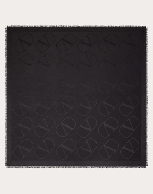 Valentino Garavani - Vlogo Signature Jacquard Shawl In Silk And Wool 140x140 Cm - Black - Woman - Soft Accessories