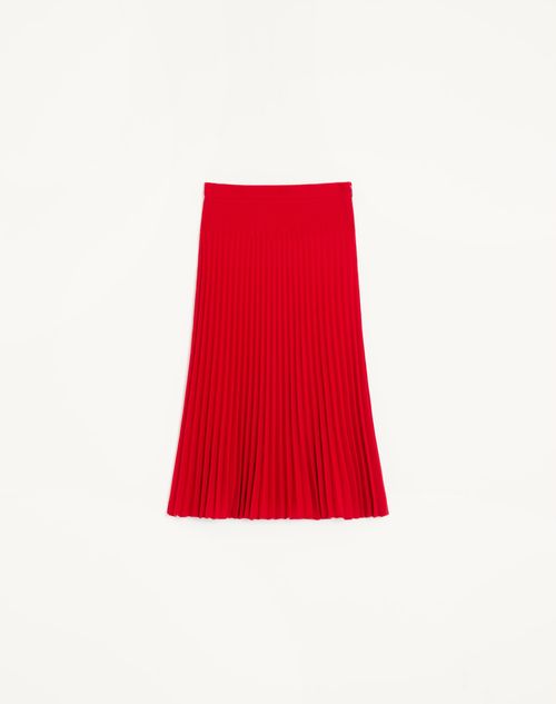 Valentino - Valentino Pleated Wool Crepe Midi Skirt - Carmine Red - Woman - Skirts