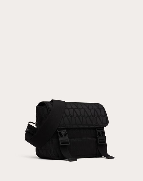 Toile Iconographe Shoulder Bag In Technical Fabric With Leather Details for Man in Black Valentino US