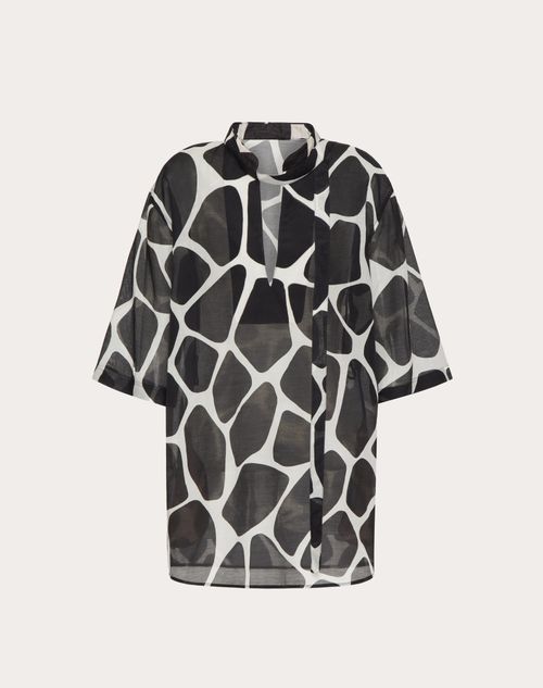 Valentino - Giraffa Re-edition Print Short Voile Dress - Black/ivory - Woman - Dresses