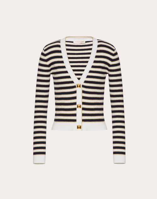 Valentino - Cashmere Cardigan - Navy/ivory/gold - Woman - Knitwear