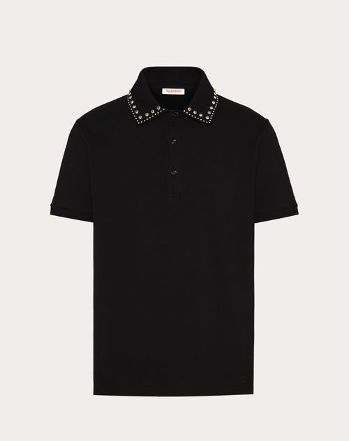 Valentino - Polo En Piqué De Coton Avec Cabochons - Noir - Homme - T-shirts Et Sweat-shirts